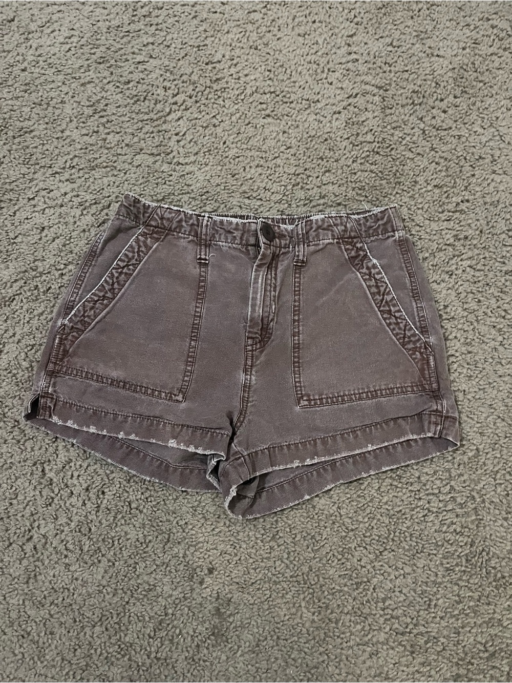 aerie Washed Brown Utility Jean Shorts